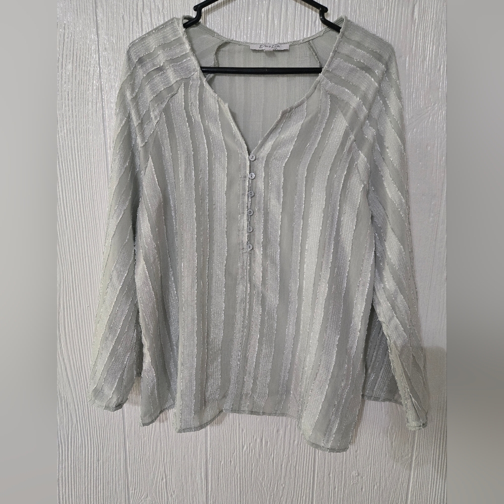 Parker & Rowe Sheer Stripped Blouse Size L
